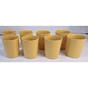 Vintage Tupperware Harvest Gold Tumblers Set of 8 Textured Cups 1251 12oz USA